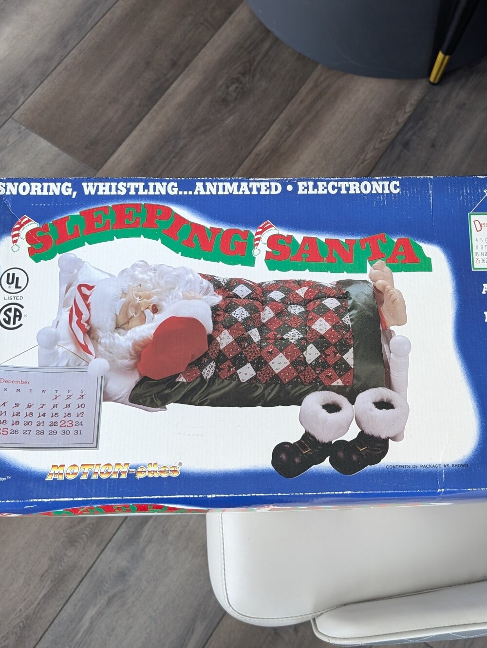NIB Telco Vintage Sleeping Santa Animated Electronic Holiday Decor - Red/Green